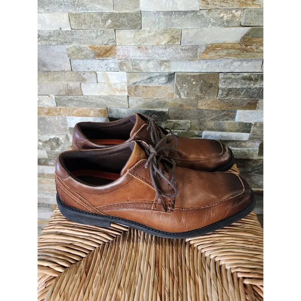 Rockport Style Leader 2 Apron Toe Oxford Brown Leather Dress Shoes Men's 11